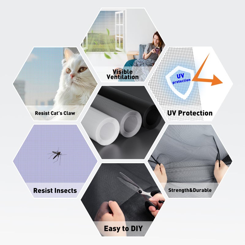 MAGZO Window Screen Replacement Mesh 48"W x 99"L - DIY Adjustable Polyester Pet Proof Screen Door Mesh for Patio Sliding Doors Window Screen Repair Kit, Durable, Washable, White - Image 5